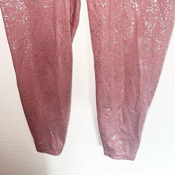 Sweaty Betty 7/8 Disco Metallic Pink Silver Leggings - Picture 3 of 9